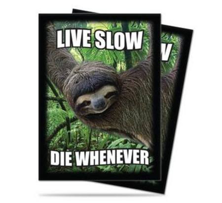 Buy Ultra Pro Sloth Live Show Die Whenever (50CT) Regular Size Sleeves in NZ. 