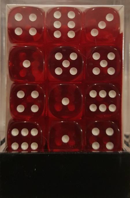 Buy Translucent D6 12mm Red/white  (36CT) in NZ. 