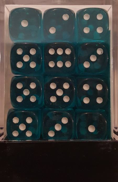 Buy Translucent D6 12mm Teal/white  (36CT) in NZ. 