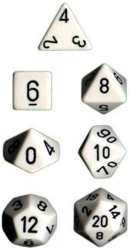Opaque White w black Polyhedral 7-Die Set