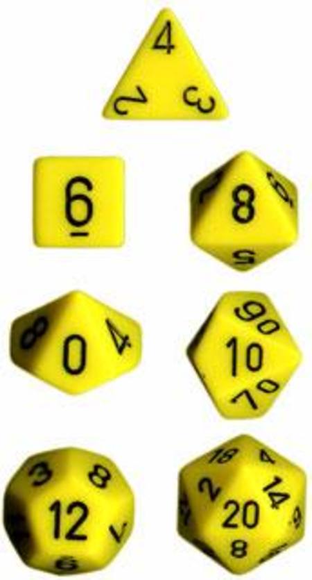 Buy Opaque Yellow w/black Polyhedral 7-Die Set in NZ. 