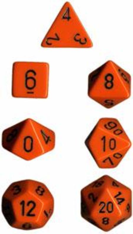 Buy Opaque Orange w/black Polyhedral 7-Die Set in NZ. 