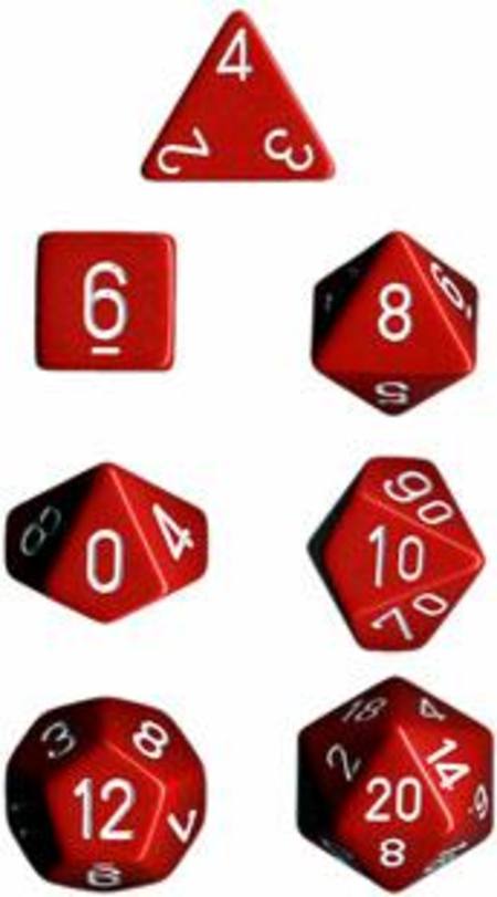 Buy Opaque Red w/white Polyhedral 7-Die Set in NZ. 