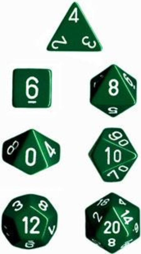 Buy Opaque Green w/white Polyhedral 7-Die Set in NZ. 