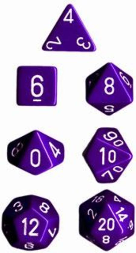 Buy Opaque Purple w/white Polyhedral 7-Die Set in NZ. 