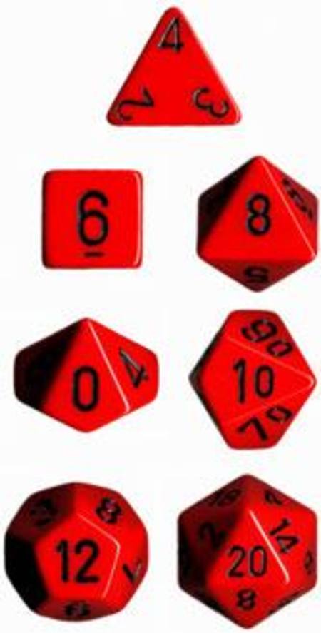 Opaque Red w/black Polyhedral 7-Die Set