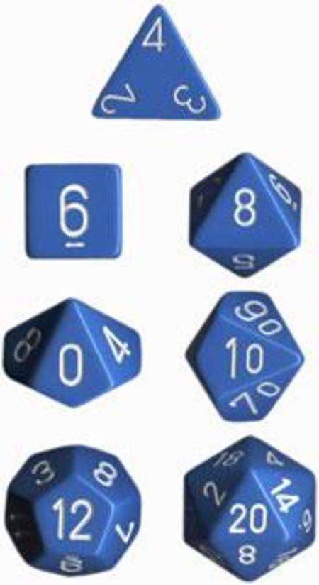 Buy Opaque Lt Blue w/white Polyhedral 7-Die Set in NZ. 