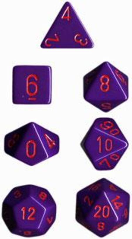 Buy Opaque Purple w/red Polyhedral 7-Die Set in NZ. 