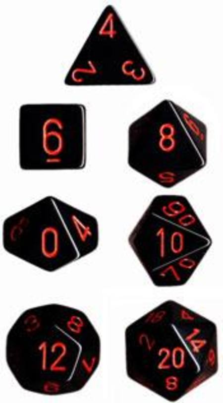 Opaque Black w/red Polyhedral 7-Die Set