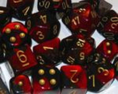 Buy Gemini Black-Red w/gold Polyhedral 7-Die Set in NZ. 