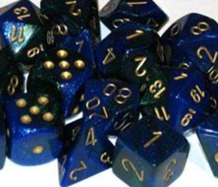 Buy Gemini Blue-Green w/gold Polyhedral 7-Die Set in NZ. 