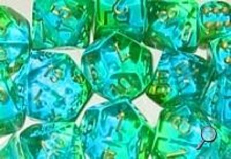 Buy Gemini Green-Teal w/gold Polyhedral 7-Die Set in NZ. 
