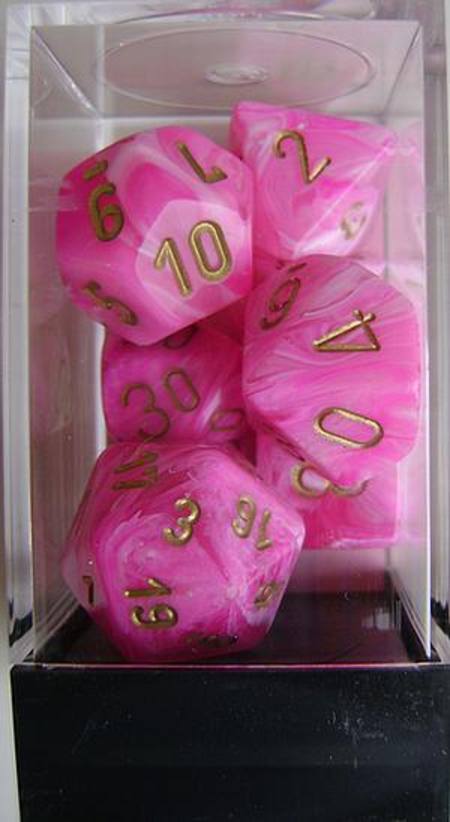 Buy Vortex Pink w/Gold Polyhedral 7-Die Set in NZ. 