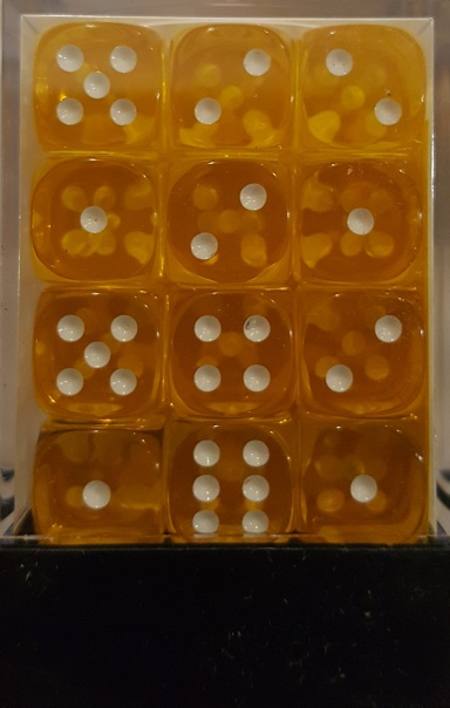 Translucent D6 12mm Yellow/white  (36CT)