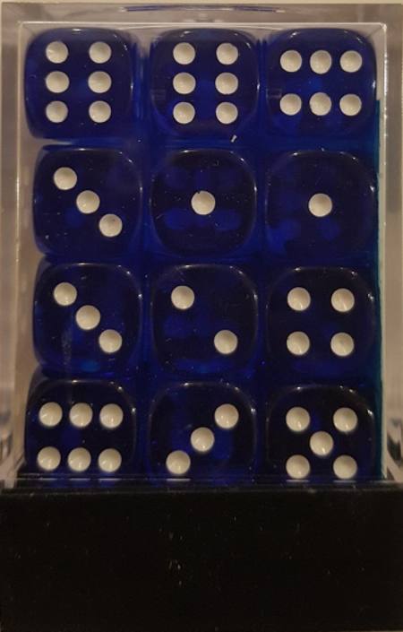 Translucent D6 12mm Blue/white  (36CT)