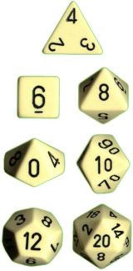 Buy Opaque Ivory w/black Polyhedral 7-Die Set in NZ. 