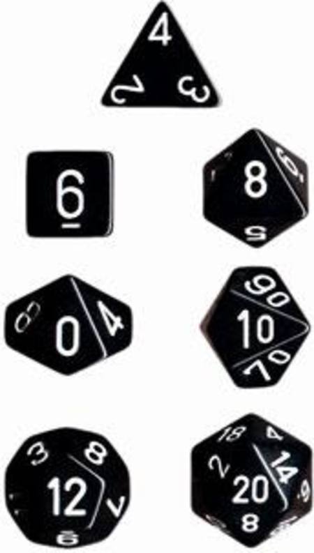 Buy Opaque Black w/white Polyhedral 7-Die Set in NZ. 