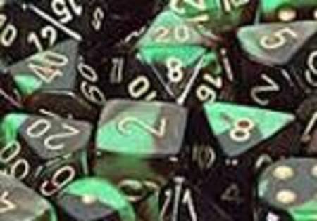 Gemini Black-Green w/gold Polyhedral 7-Die Set