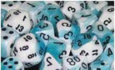 Gemini Teal- White w/black Polyhedral 7-Die Set