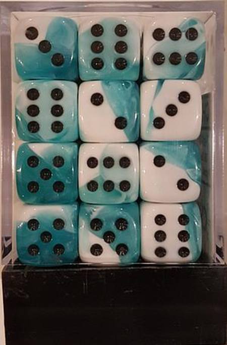 Gemini D6 12mm Teal-White w/black (36CT)