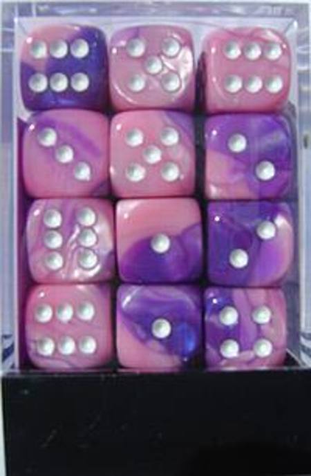 Gemini D6 12mm Pink-Purple w/white (36CT)