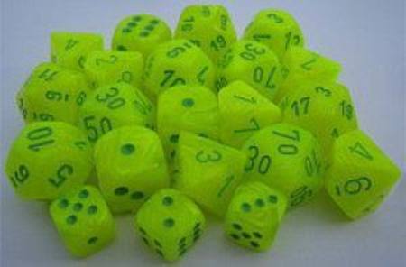 Vortex Electric Yellow w/green Polyhedral 7-Die Set