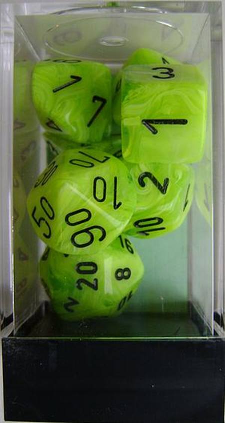 Vortex Bright Green w/Black Polyhedral 7-Die Set