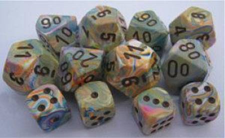 Buy Festive Vibrant w/brown Polyhedral 7-Die Set in NZ. 