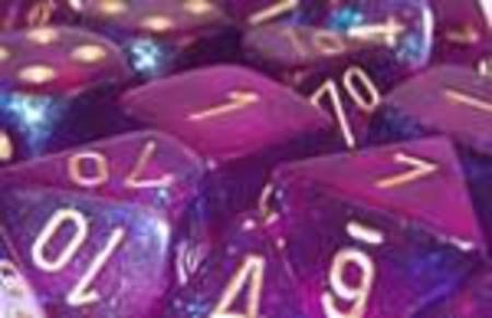 Borealis Royal Purple w/gold Polyhedral 7-Die Set