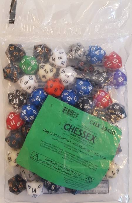 Buy Bag of 50 Opaque Assorted D20's in NZ. 